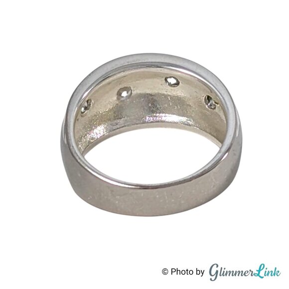 Vintage Sterling Silver Black Enamel Dome Ring CZ Stones Size 8 Thailand - Picture 6 of 12